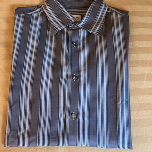 Armani Collezioni Blue Striped Dress Shirt